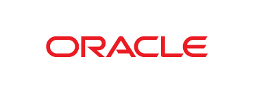 The Oracle logo, featuring the company name "ORACLE" in a red, stylized, sans-serif typeface, set against a solid black background.