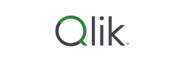 The Qlik logo, which consists of the word "Qlik." in dark gray text, with the letter 'Q' formed by a gray circle that has a bright green arc on the right side, all set against a solid black background.