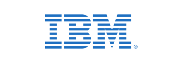 The IBM logo displayed in horizontal blue stripes on a solid black background.