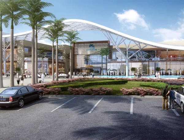 Entrance of City Centre Al Zahia mall in Sharjah, featuring the lantern-inspired canopy.