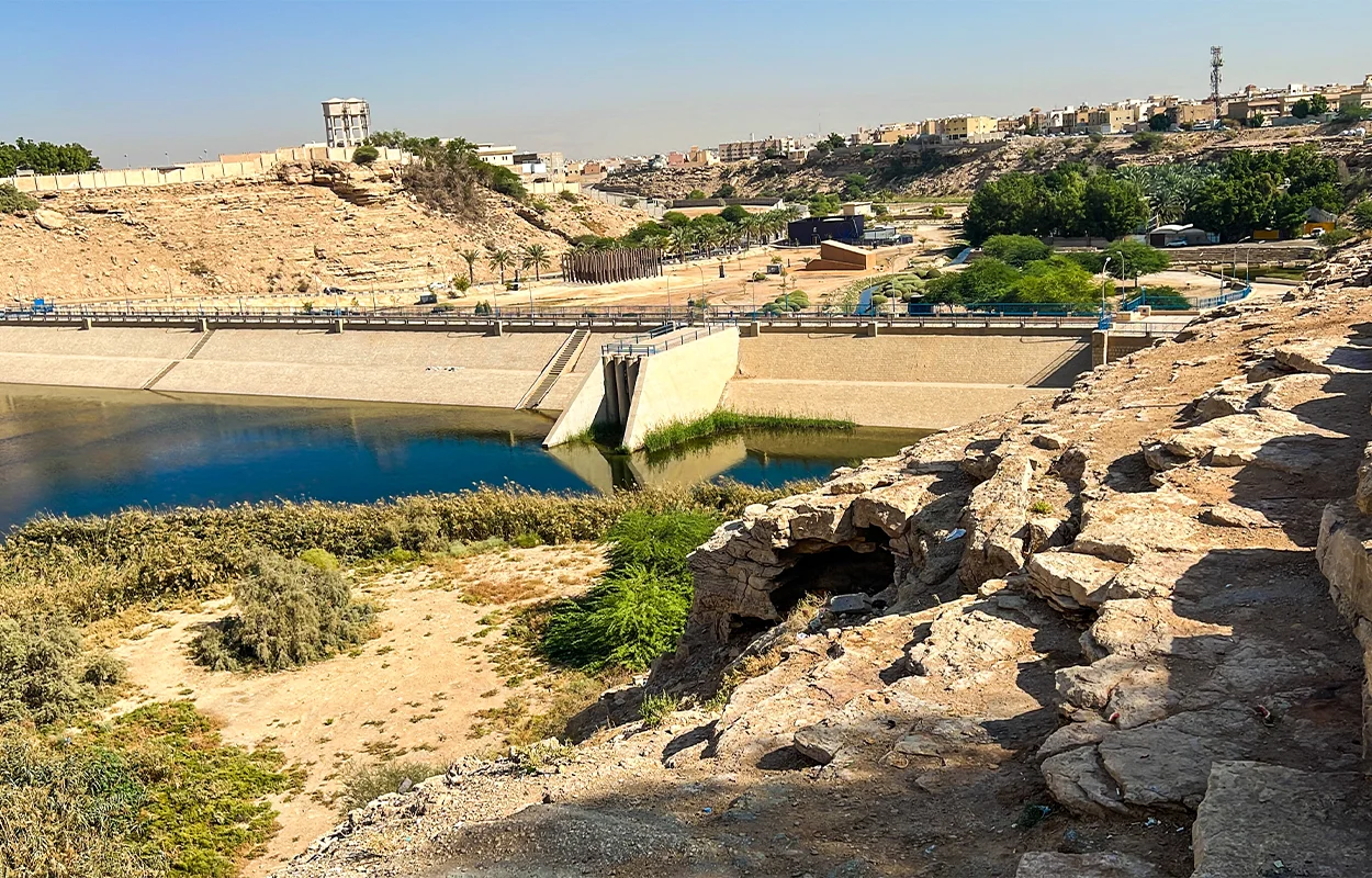 Dam structure and water reservoir in Riyadh illustrating Water & Environment infrastructure and hydrological planning for sustainable water management