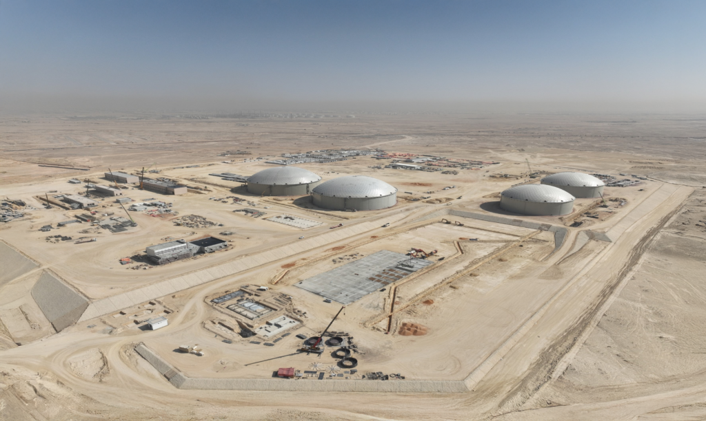 Aerial view of the southern ring water transmission system project for the city of riyadh